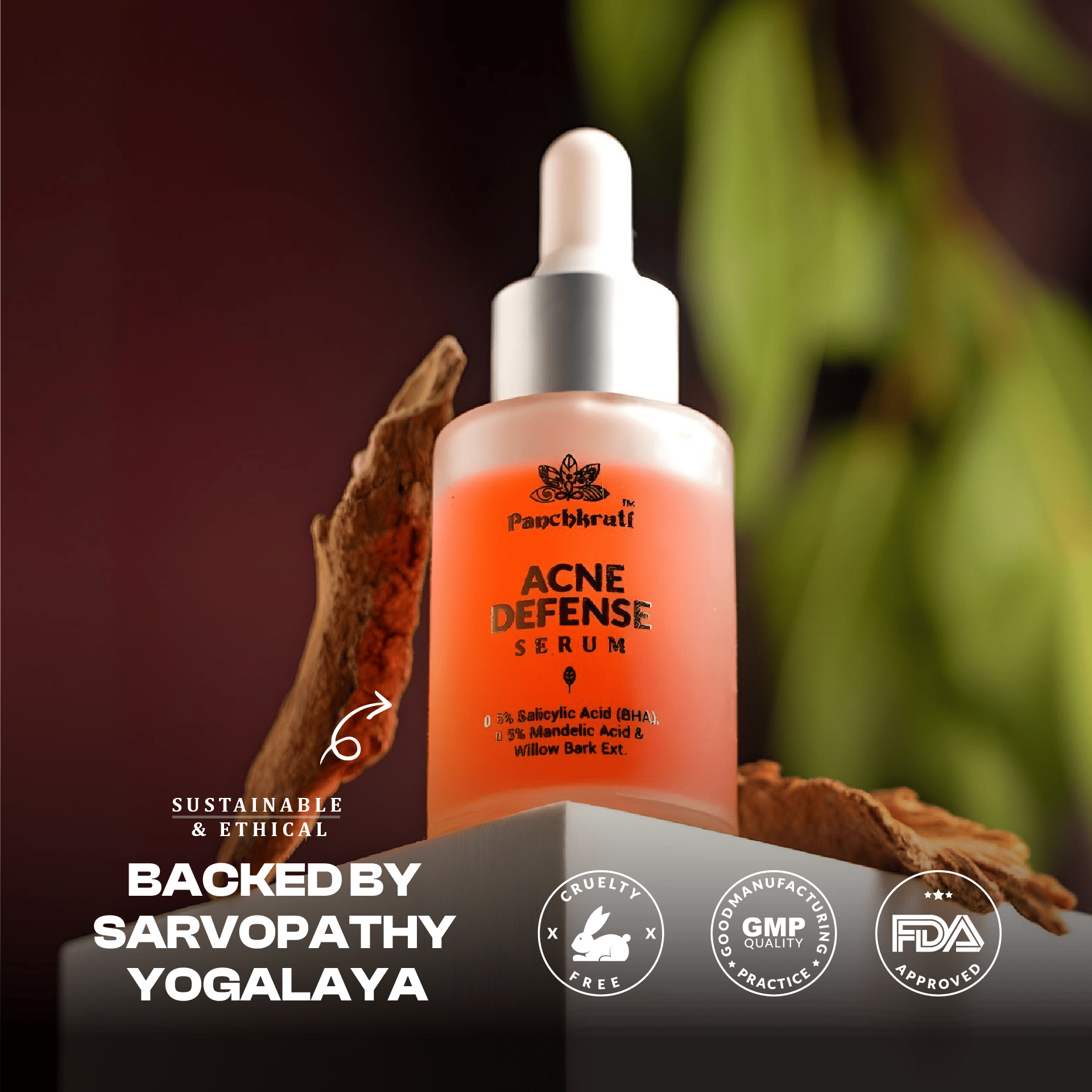 Acne Defense Serum With Salicylic Acid, Mandelic Acid & Willow Bark Extract